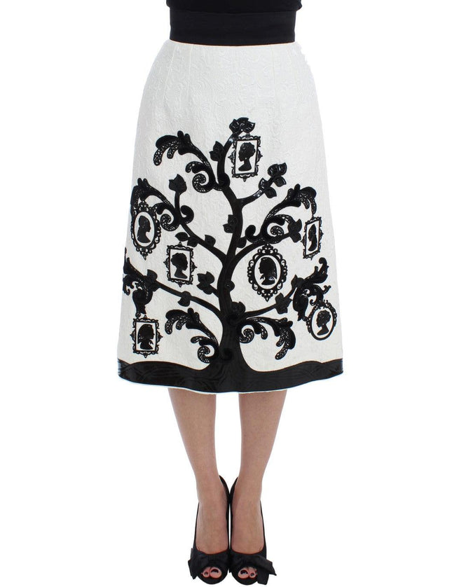 Dolce & Gabbana White Floral Brocade Family Tree Skirt - Ellie Belle