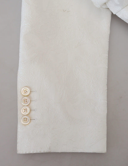 Dolce & Gabbana White Floral Brocade Trench Coat Jacket - Ellie Belle