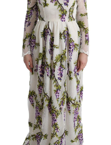 Dolce & Gabbana White Floral Embroidered Maxi Dress - Ellie Belle