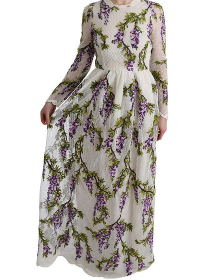 Dolce & Gabbana White Floral Embroidered Maxi Dress - Ellie Belle