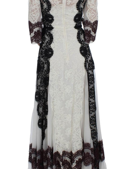 Dolce & Gabbana White Floral Lace Full Length Gown Dress - Ellie Belle