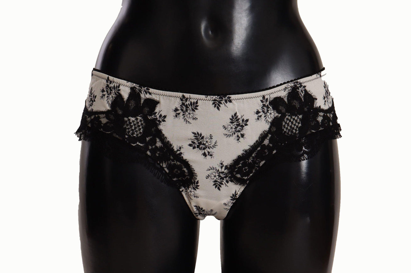 Dolce & Gabbana White Floral Lace Satin Briefs Underwear - Ellie Belle