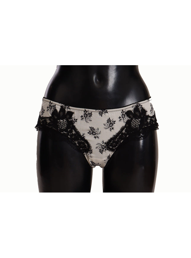 Dolce & Gabbana White Floral Lace Satin Briefs Underwear - Ellie Belle