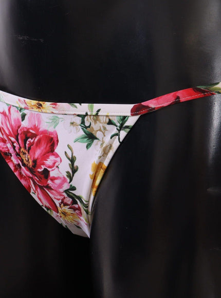 Dolce & Gabbana White Floral Print Bikini Bottom Swimwear - Ellie Belle