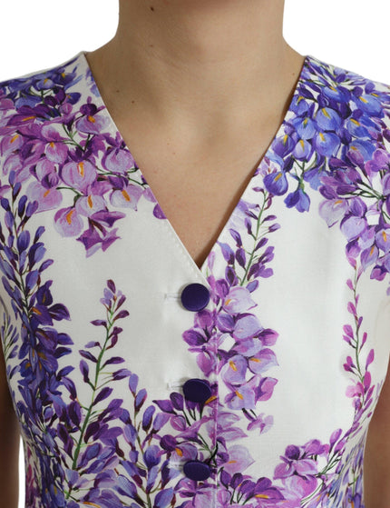 Dolce & Gabbana White Floral Print Silk Waistcoat Vest Top - Ellie Belle