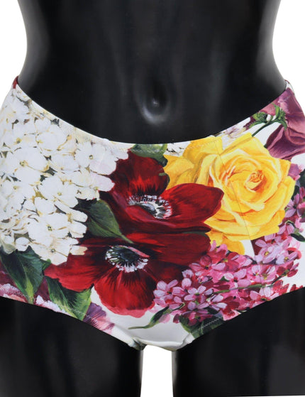 Dolce & Gabbana White Floral Print Swimwear Beachwear Bikini Bottom - Ellie Belle