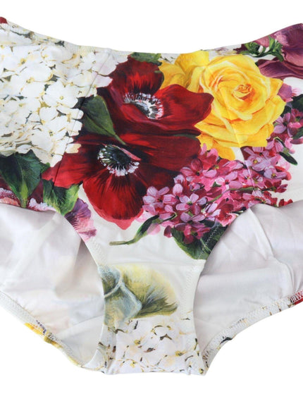 Dolce & Gabbana White Floral Print Swimwear Beachwear Bikini Bottom - Ellie Belle