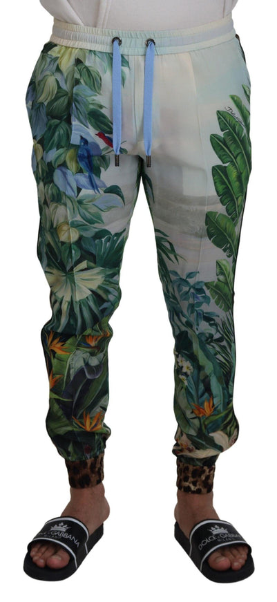 Dolce & Gabbana White Floral Printed Men Jogger Pants - Ellie Belle