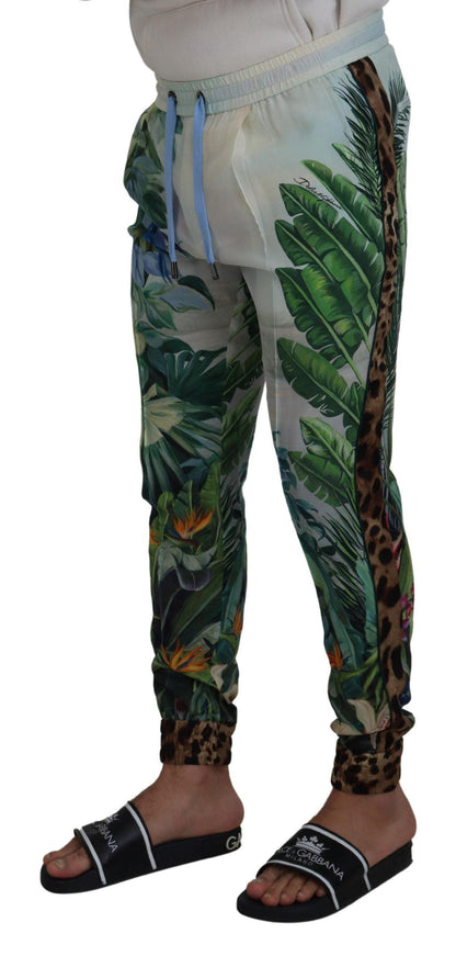 Dolce & Gabbana White Floral Printed Men Jogger Pants - Ellie Belle