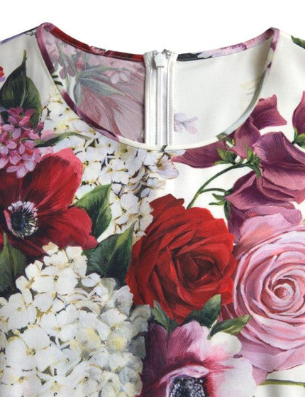 Dolce & Gabbana White Floral Silk Sleeveless Tank Blouse Top - Ellie Belle