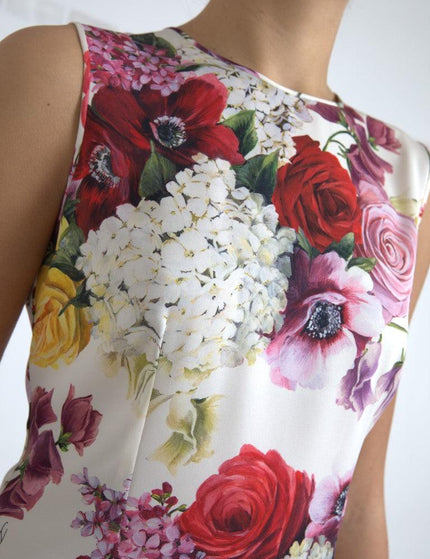 Dolce & Gabbana White Floral Silk Sleeveless Tank Blouse Top - Ellie Belle