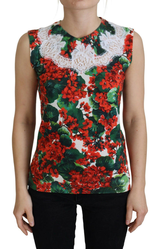 Dolce & Gabbana White Floral Wool Lace Vest Tank Top - Ellie Belle