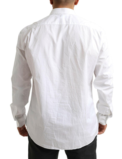 Dolce & Gabbana White Formal Cotton Tuxedo Men Dress Shirt - Ellie Belle