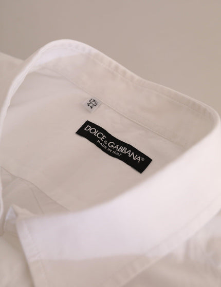 Dolce & Gabbana White Formal Cotton Tuxedo Men Dress Shirt - Ellie Belle