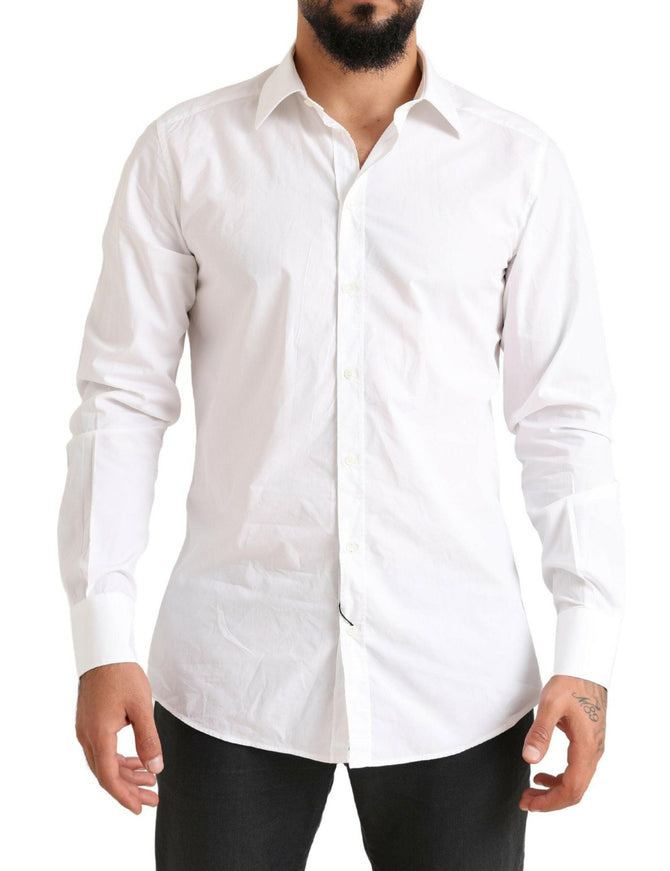 Dolce & Gabbana White GOLD Formal Cotton Formal Dress Shirt - Ellie Belle