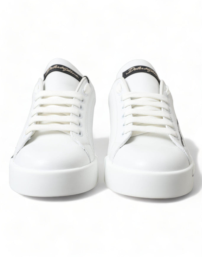 Dolce & Gabbana White Gold Lace Up Womens Low Top Sneakers - Ellie Belle