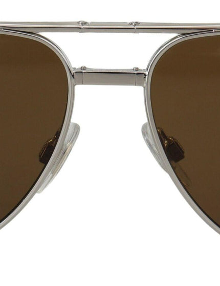 Dolce & Gabbana White Gold Plated Aviator Brown Lens DG2106K Sunglasses - Ellie Belle