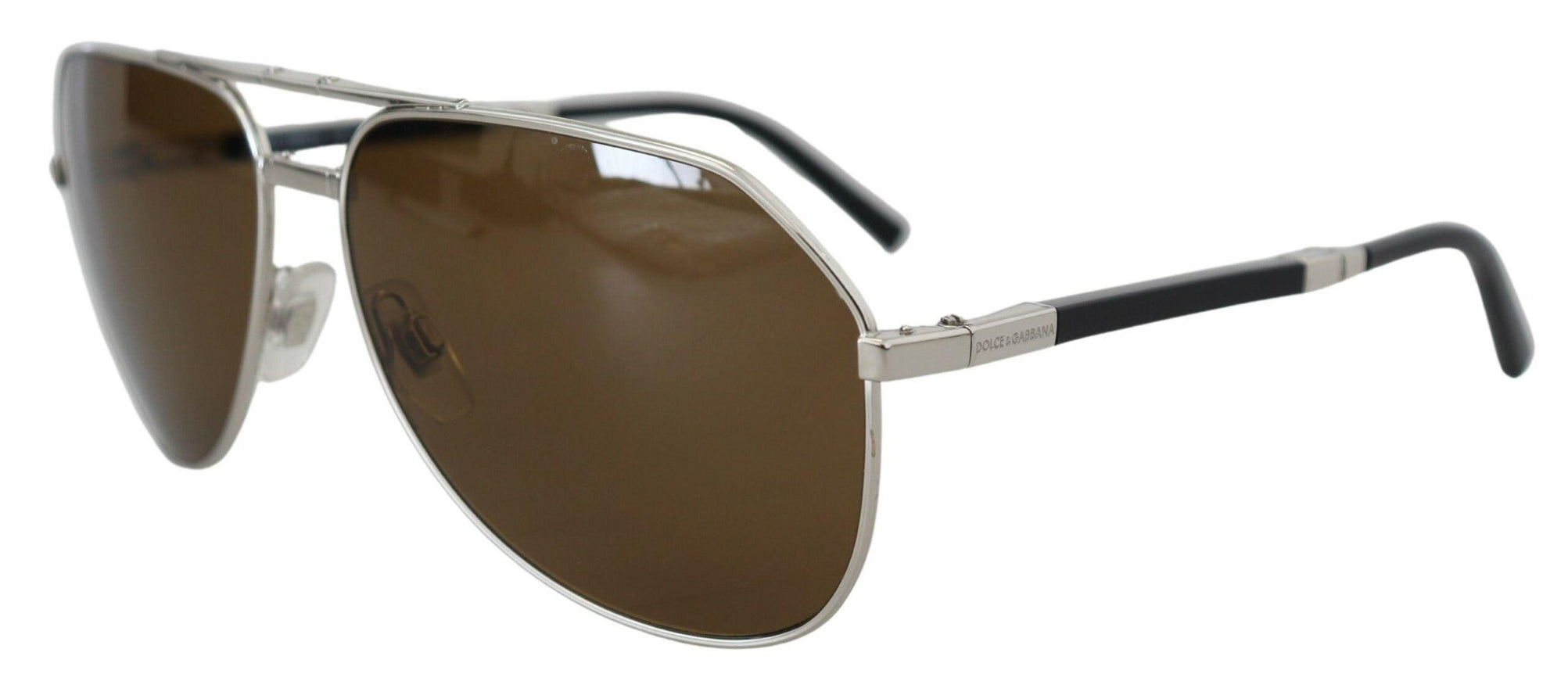 Dolce & Gabbana White Gold Plated Aviator Brown Lens DG2106K Sunglasses - Ellie Belle