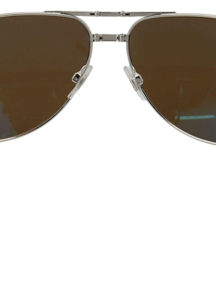 Dolce & Gabbana White Gold Plated Aviator Brown Lens DG2106K Sunglasses - Ellie Belle