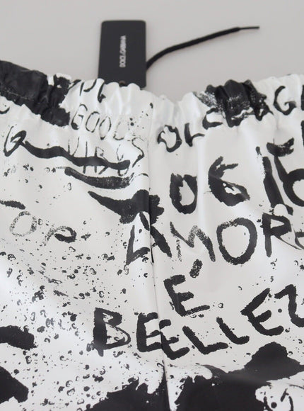 Dolce & Gabbana White Graffiti Print Cotton Bermuda Shorts - Ellie Belle