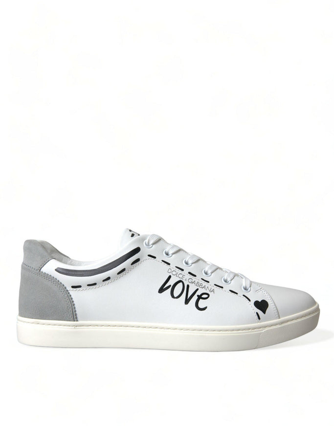 Dolce & Gabbana White Gray Leather LOVE Milano Sneakers Shoes - Ellie Belle