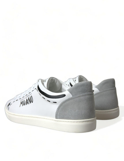 Dolce & Gabbana White Gray Leather LOVE Milano Sneakers Shoes - Ellie Belle