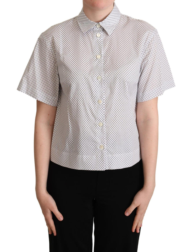 Dolce & Gabbana White Gray Polka Dots Collared Button Shirt - Ellie Belle