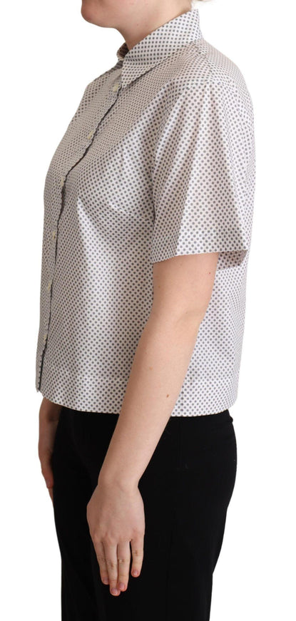 Dolce & Gabbana White Gray Polka Dots Collared Button Shirt - Ellie Belle