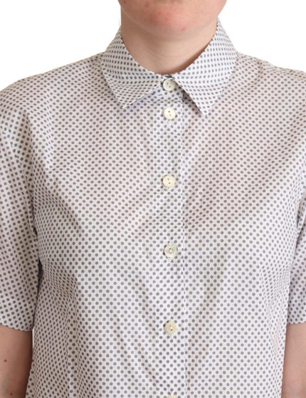 Dolce & Gabbana White Gray Polka Dots Collared Button Shirt - Ellie Belle