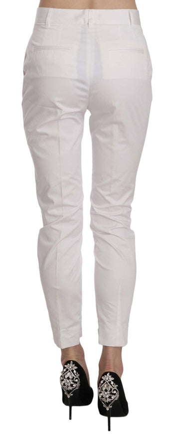 Dolce & Gabbana White High Waist Skinny Cropped Trouser Pants