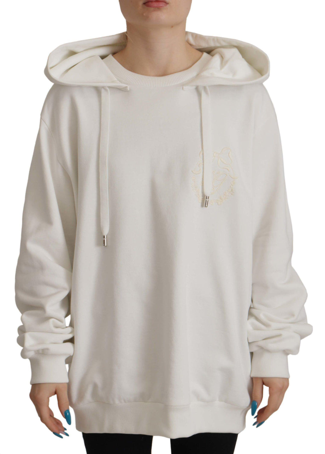 Dolce & Gabbana White Hoodie Pullover Embroidered Sweater - Ellie Belle