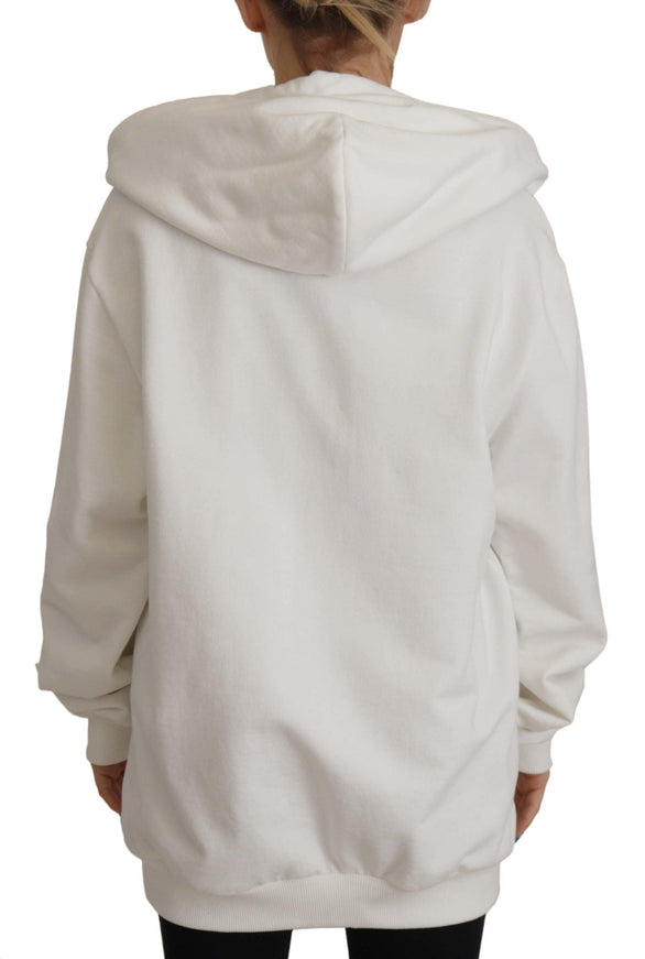 Dolce & Gabbana White Hoodie Pullover Embroidered Sweater - Ellie Belle