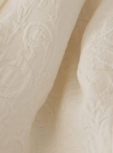 Dolce & Gabbana White Jaquard Midi Floral Sheath Brocade Dress