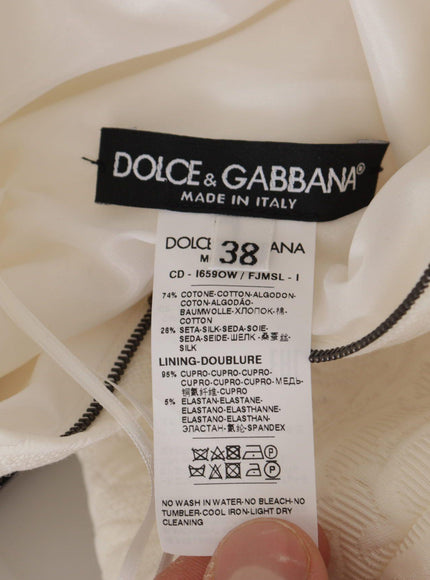 Dolce & Gabbana White Jaquard Midi Floral Sheath Brocade Dress