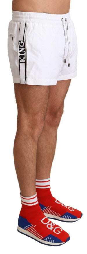 Dolce & Gabbana White King Mens Beachwear Swimwear Shorts - Ellie Belle