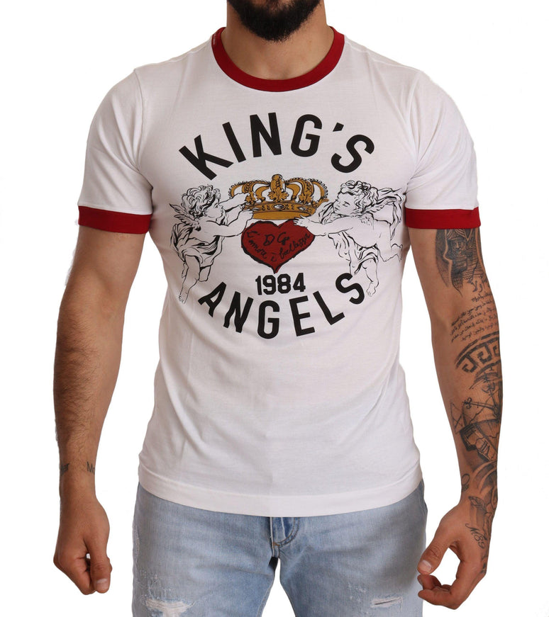 Dolce & Gabbana White Kings Angels Print Cotton T-shirt - Ellie Belle