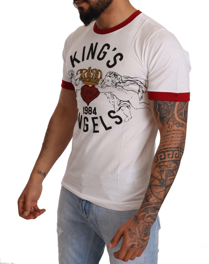 Dolce & Gabbana White Kings Angels Print Cotton T-shirt - Ellie Belle