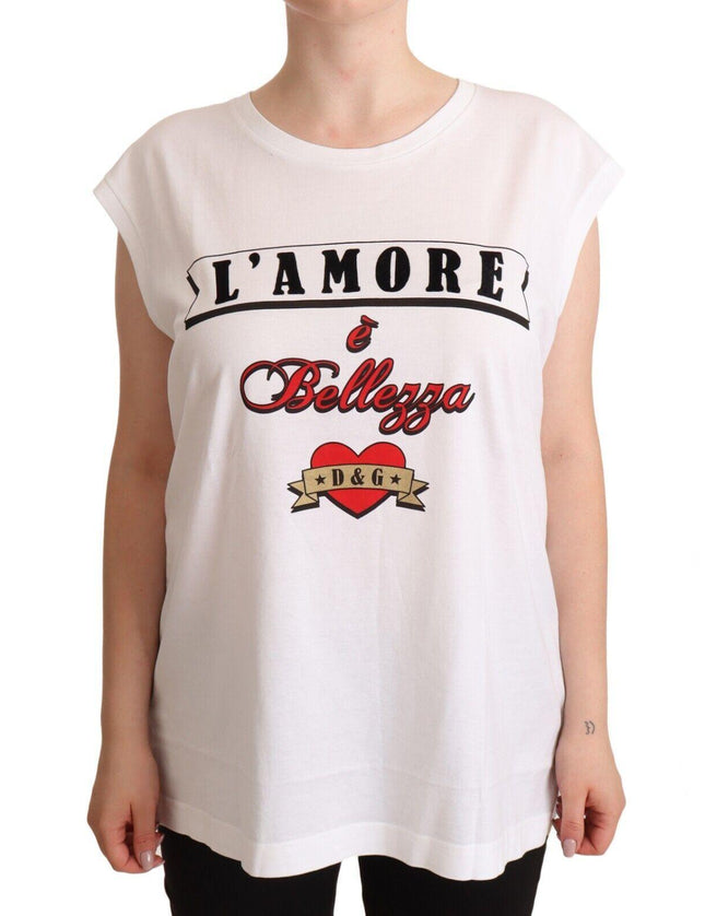 Dolce & Gabbana White L'Amore E'Bellezza Tank T-shirt Top - Ellie Belle