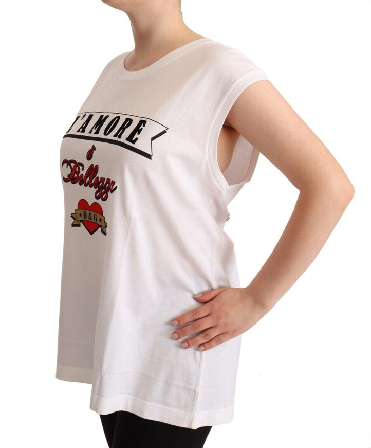 Dolce & Gabbana White L'Amore E'Bellezza Tank T-shirt Top - Ellie Belle