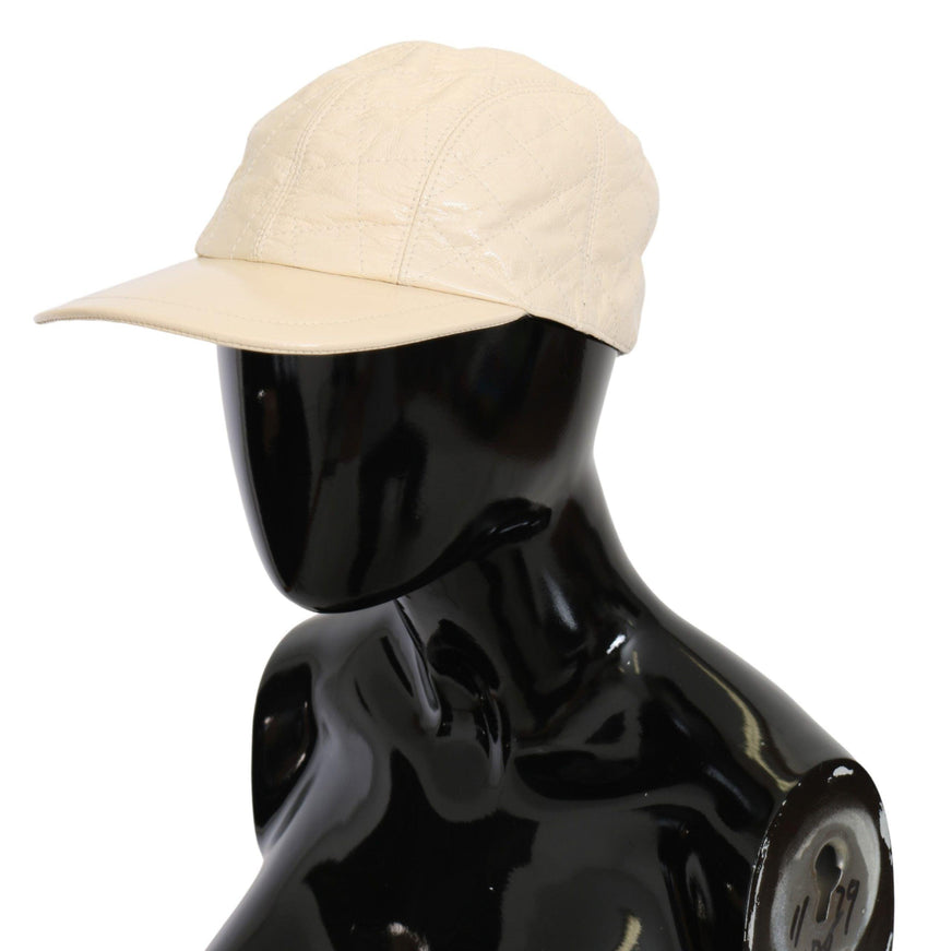 Dolce & Gabbana White Lamb Skin 100% Leather Baseball Hat - Ellie Belle