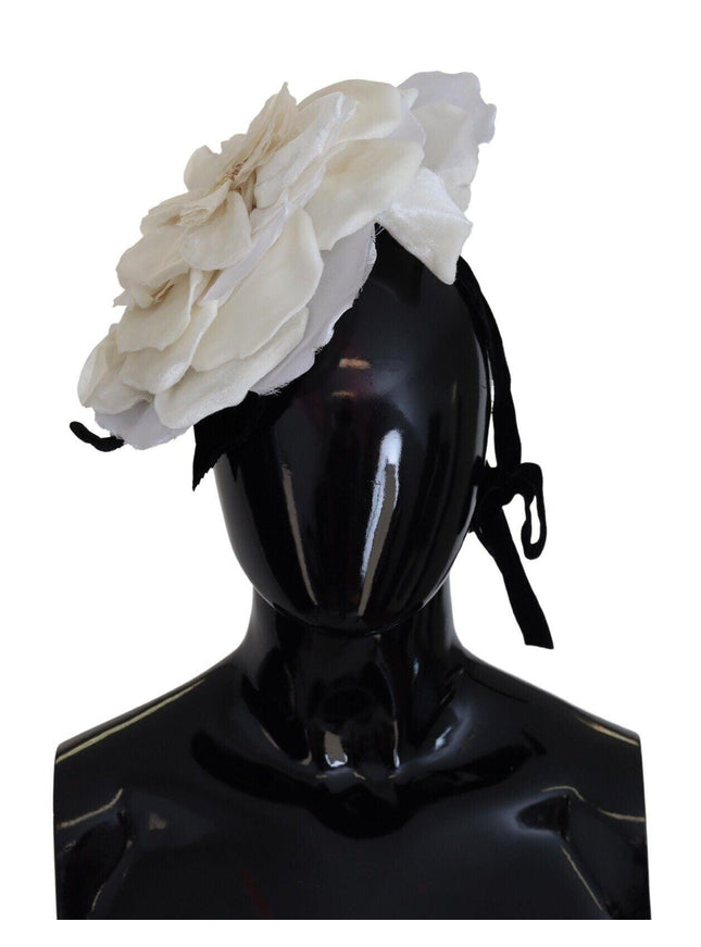 Dolce & Gabbana White Large Floral Silk One Size Hat - Ellie Belle