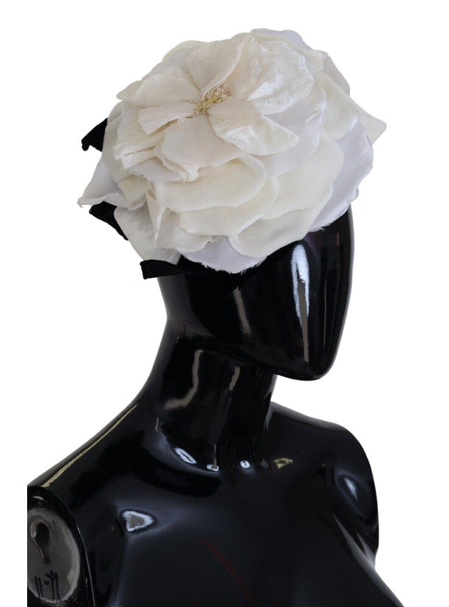 Dolce & Gabbana White Large Floral Silk One Size Hat - Ellie Belle