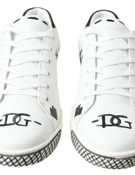 Dolce & Gabbana White Leather Brown LOVE Casual Sneakers - Ellie Belle