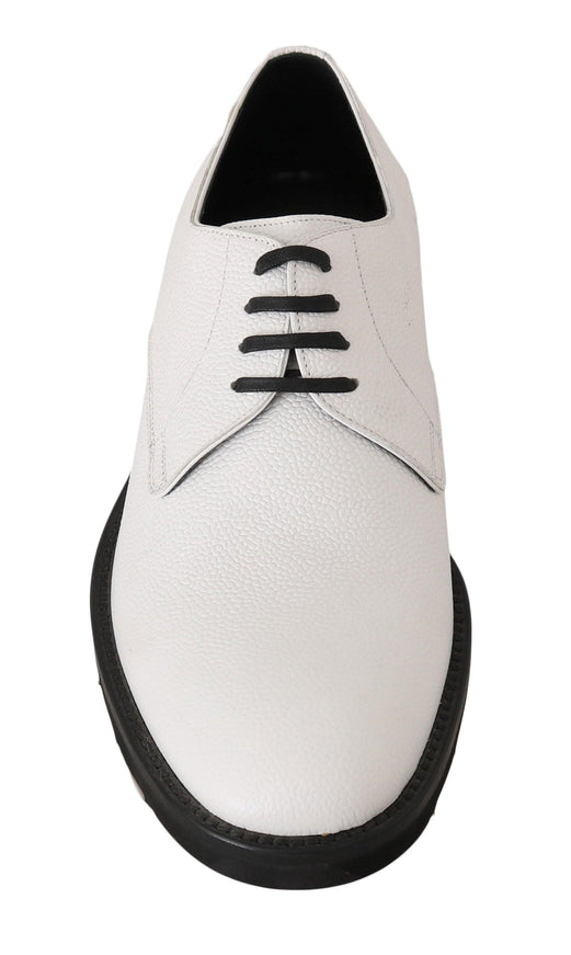 Dolce & Gabbana White Leather Derby Dress Formal Shoes - Ellie Belle