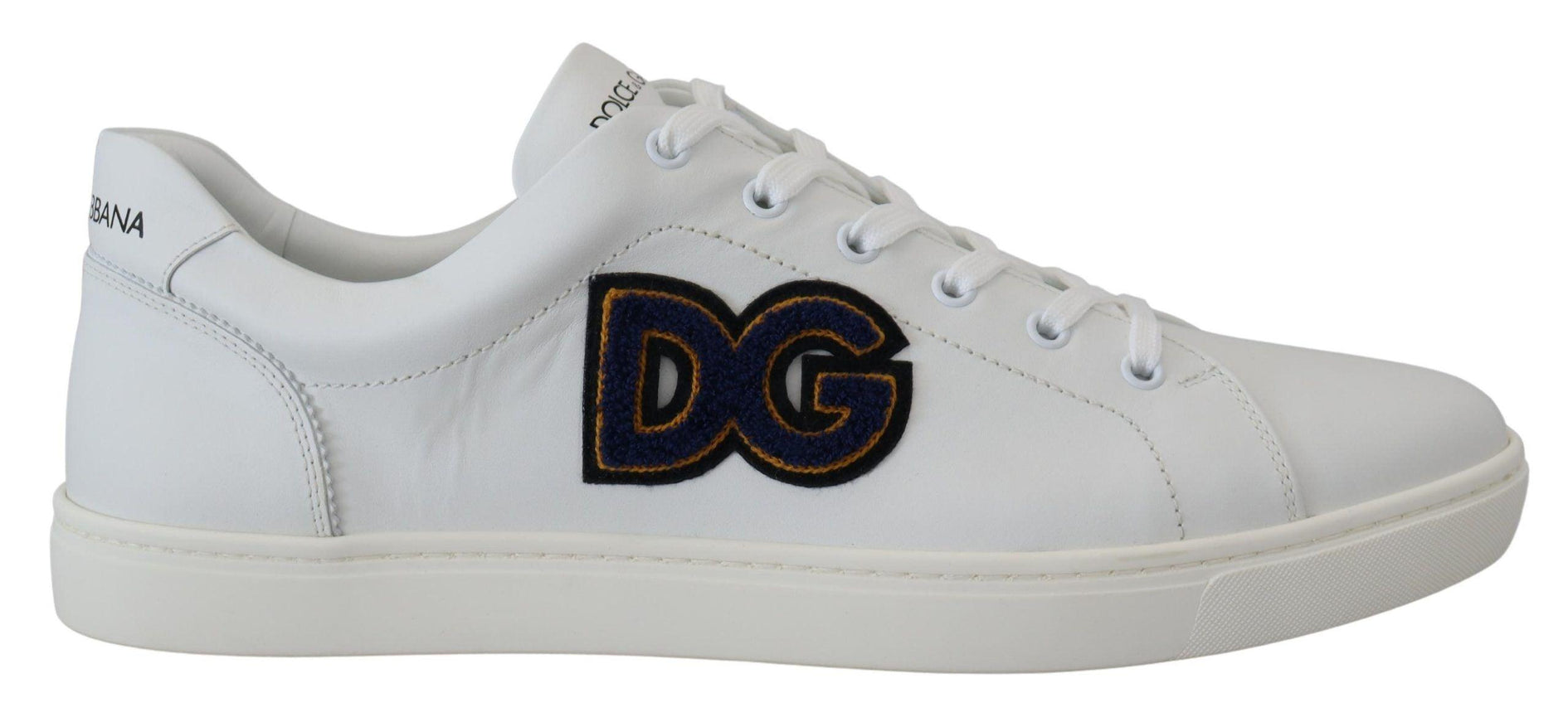 Dolce & Gabbana White Leather DG Logo Casual Sneakers Shoes - Ellie Belle