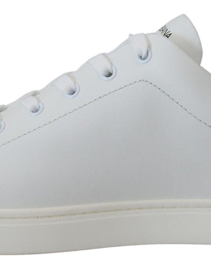 Dolce & Gabbana White Leather DG Logo Casual Sneakers Shoes - Ellie Belle