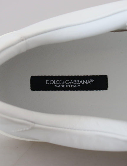 Dolce & Gabbana White Leather DG Logo Casual Sneakers Shoes - Ellie Belle