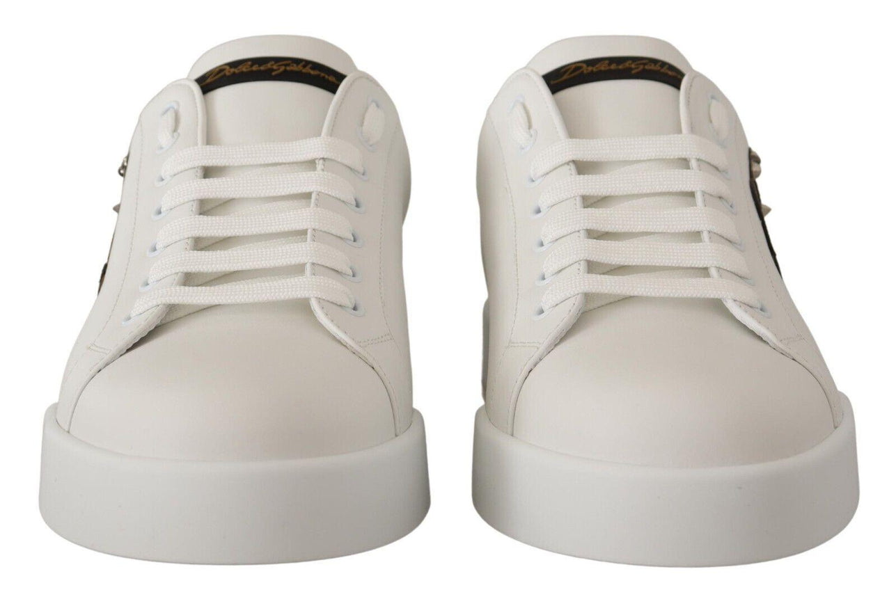 Dolce & Gabbana White Leather #dgfamily Casual Sneakers Shoes - Ellie Belle