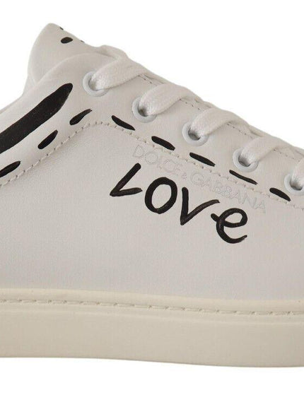 Dolce & Gabbana White Leather Gray LOVE Casual Sneakers Shoes - Ellie Belle