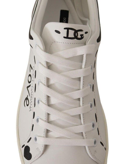 Dolce & Gabbana White Leather Gray LOVE Casual Sneakers Shoes - Ellie Belle